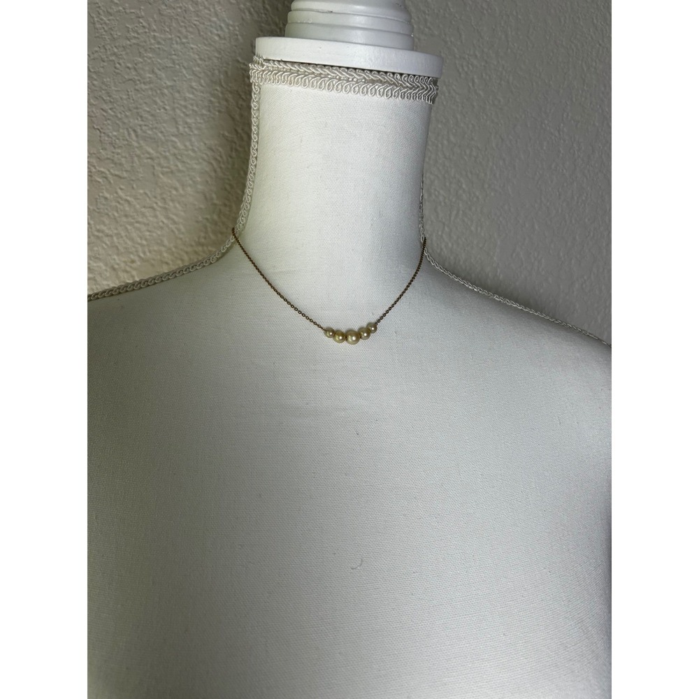Gold Tone Convertible Faux Pearl Necklace 15 or 28.5 Inch Long Choker Graduated